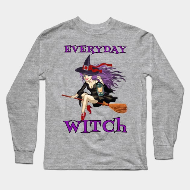 Everyday Witch Funny Halloween Wiccan Mystery Magic Gift Long Sleeve T-Shirt by klimentina